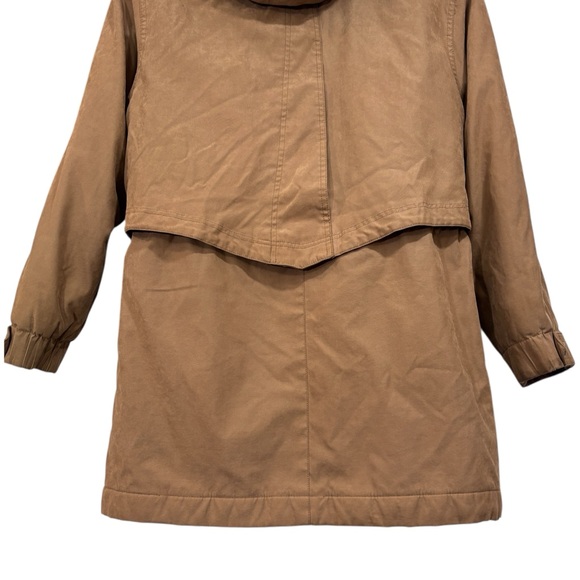 Bernardo Faux Suede Fall Winter Coat Size Small Raccoon Fur Trim Hood Womens - Picture 16 of 16